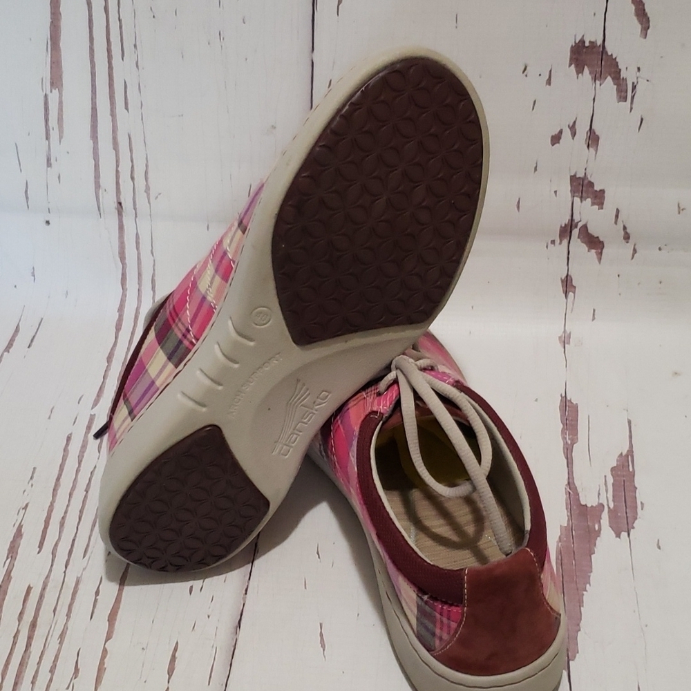 DANSKO Brandi Pink Plaid Madras Sneakers Fabric Lace Up Women's EUR 40 - Picture 6 of 7